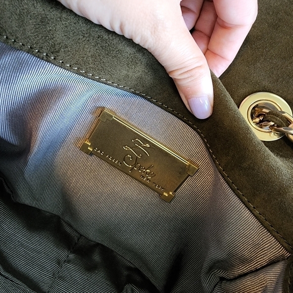 Zac Posen Americana Mini Crossbody Green Velvet Suede Chain - Picture 13 of 15